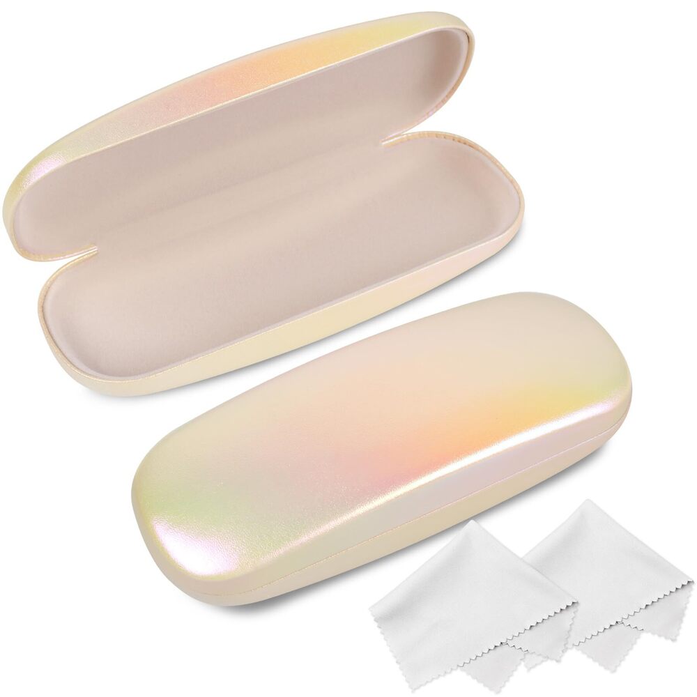 1648 Glasses Case, 2 Pack Eyeglass Case with Cleaning Cloth, Sparkling